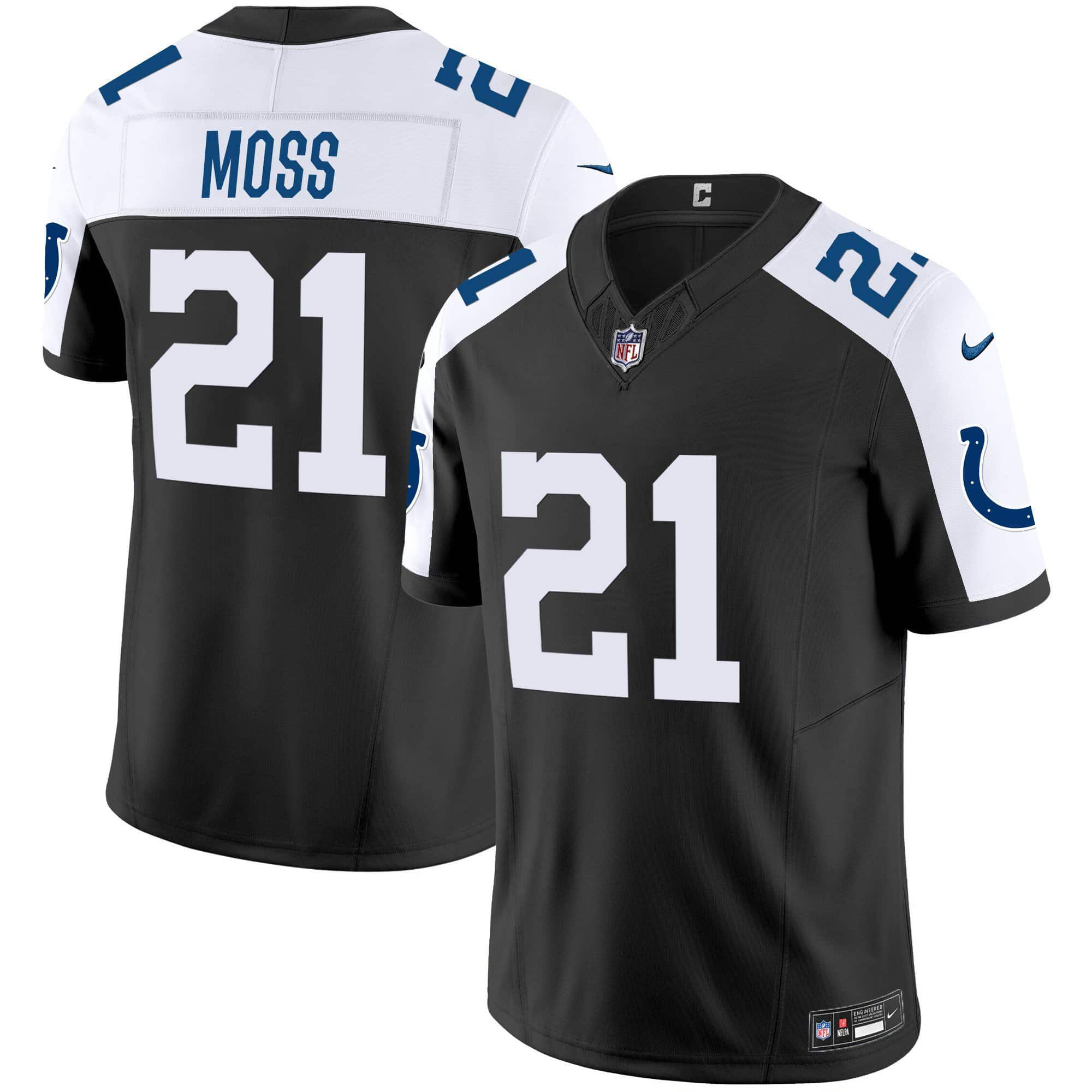 Men Indianapolis Colts 21 Moss Black 2024 Nike Vapor Limited NFL Jersey